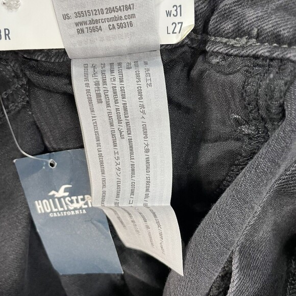 Hollister Curvy Ultra High Rise Mom Jean Women’s 15R Black Gray Stretch Two Tone - Picture 9 of 10